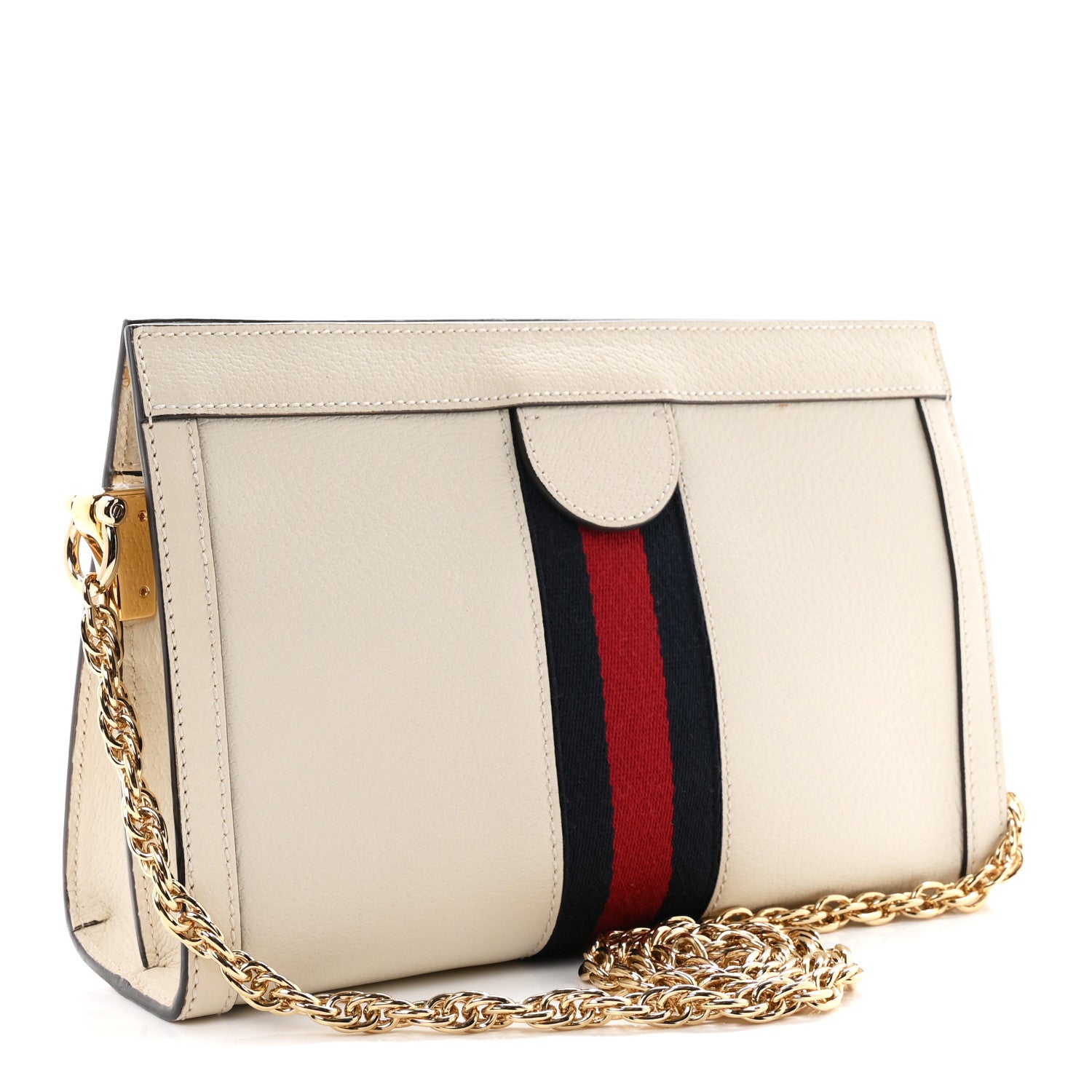 Gucci Textured Calfskin Web Small Ophidia Chain Shoulder Bag Mystic White 3 of 10