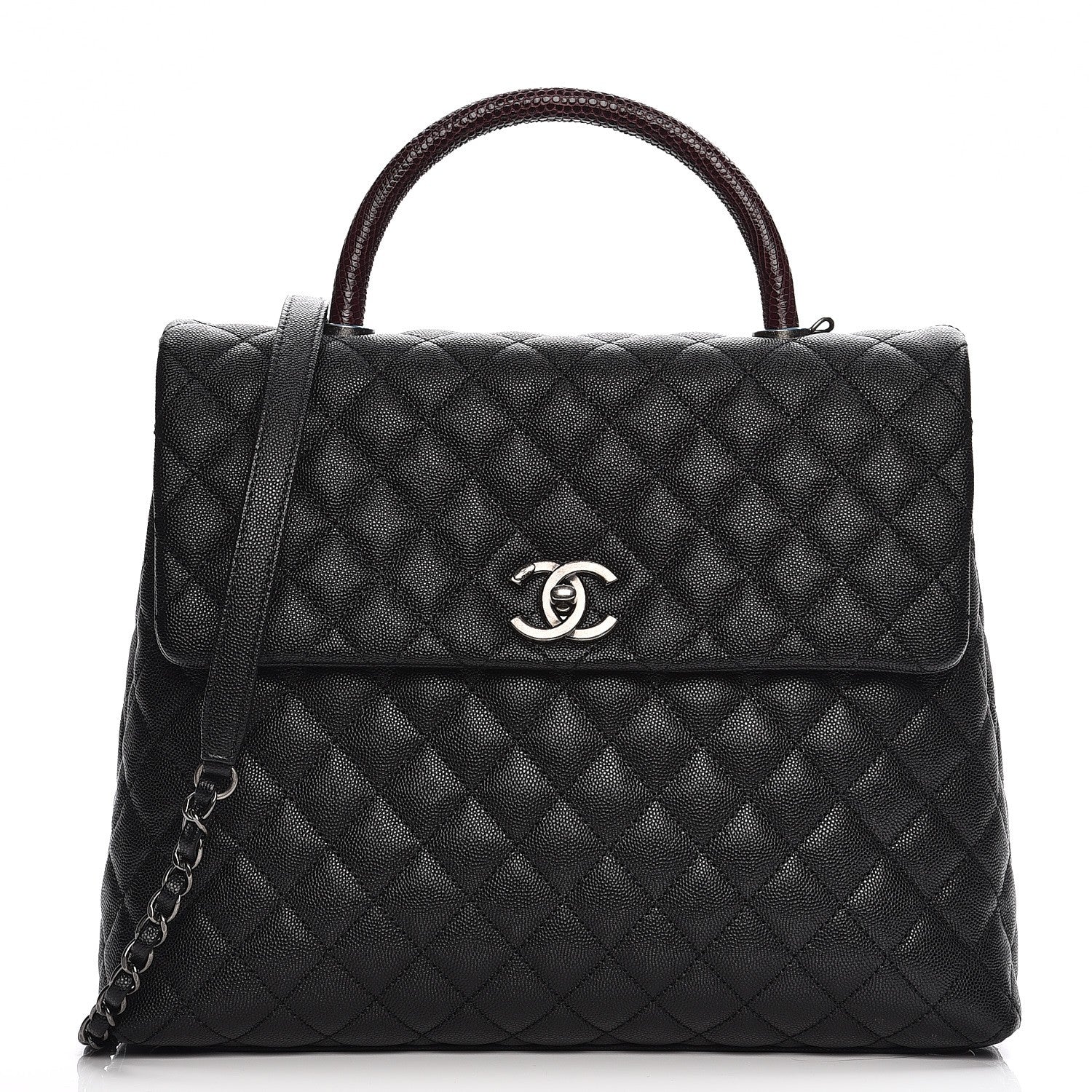 Chanel Caviar Lizard Quilted Large Coco Handle Flap Black 1 of 8
