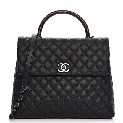 Chanel Caviar Lizard Quilted Large Coco Handle Flap Black 1 of 8