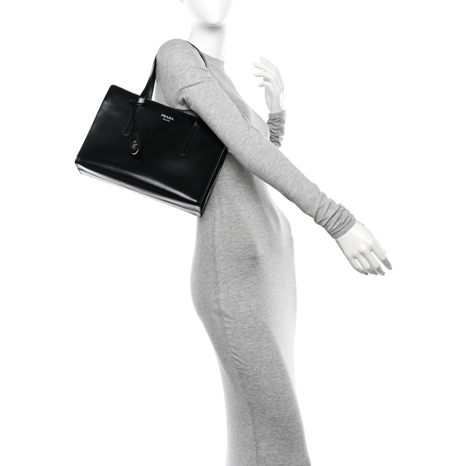 Prada Spazzolato Medium Re-Edition 1995 Double Handle Handbag Black 2 of 11