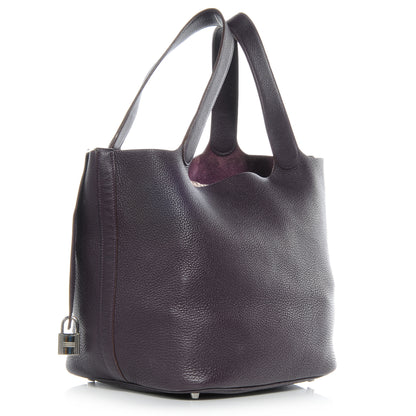 Hermes Taurillon Clemence Picotin Lock GM Raisin 3 of 7