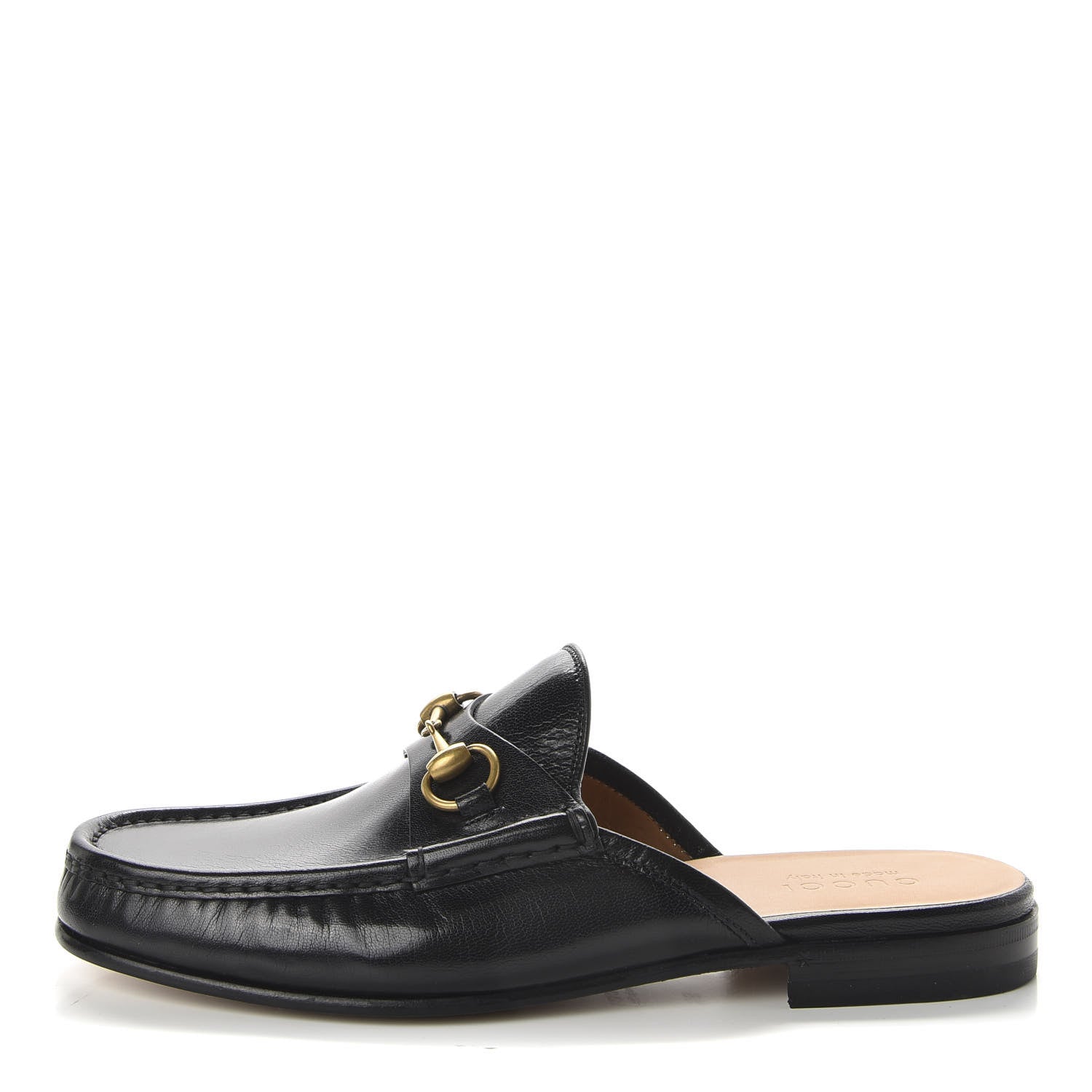 Gucci Goatskin Mens Horsebit Slippers 9.5 Black 1 of 10