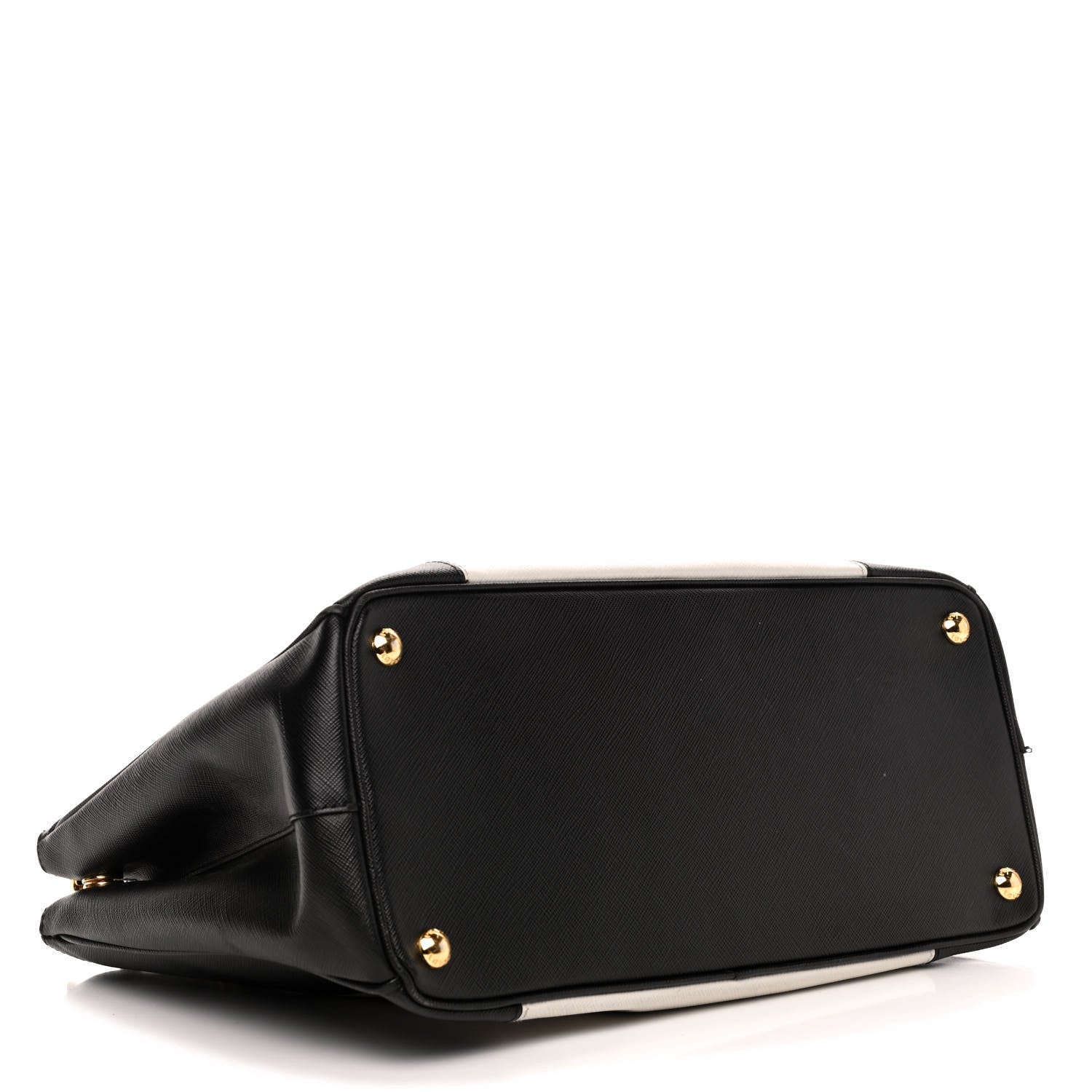 Prada Saffiano Lux Colorblock Medium Galleria Double Zip Tote Black Talco 5 of 6