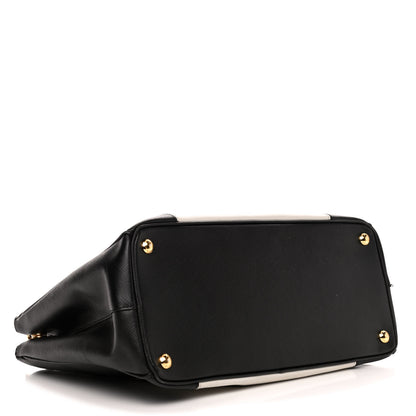 Prada Saffiano Lux Colorblock Medium Galleria Double Zip Tote Black Talco 5 of 6