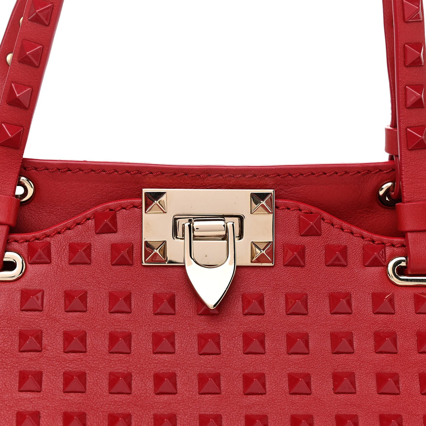 Vitello Monochrome Small Rockstud All Over Tote Rosso Valentino