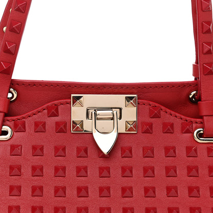 Valentino Garavani Vitello Monochrome Small Rockstud All Over Tote Rosso Valentino 10 of 10