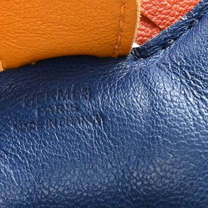 Hermes Milo Lambskin Grigri Rodeo Horse Bag Charm PM Bleu De Malte Cornaline Jaune D'or 3 of 4