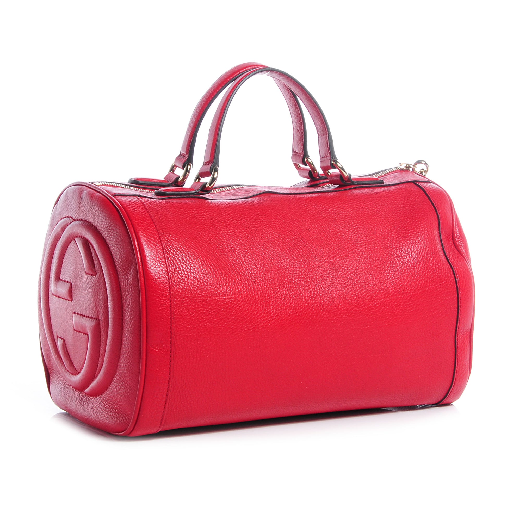 Gucci Pebbled Calfskin Medium Soho Boston Red 3 of 8