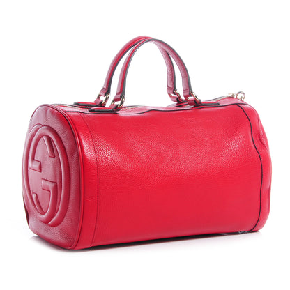 Gucci Pebbled Calfskin Medium Soho Boston Red 3 of 8