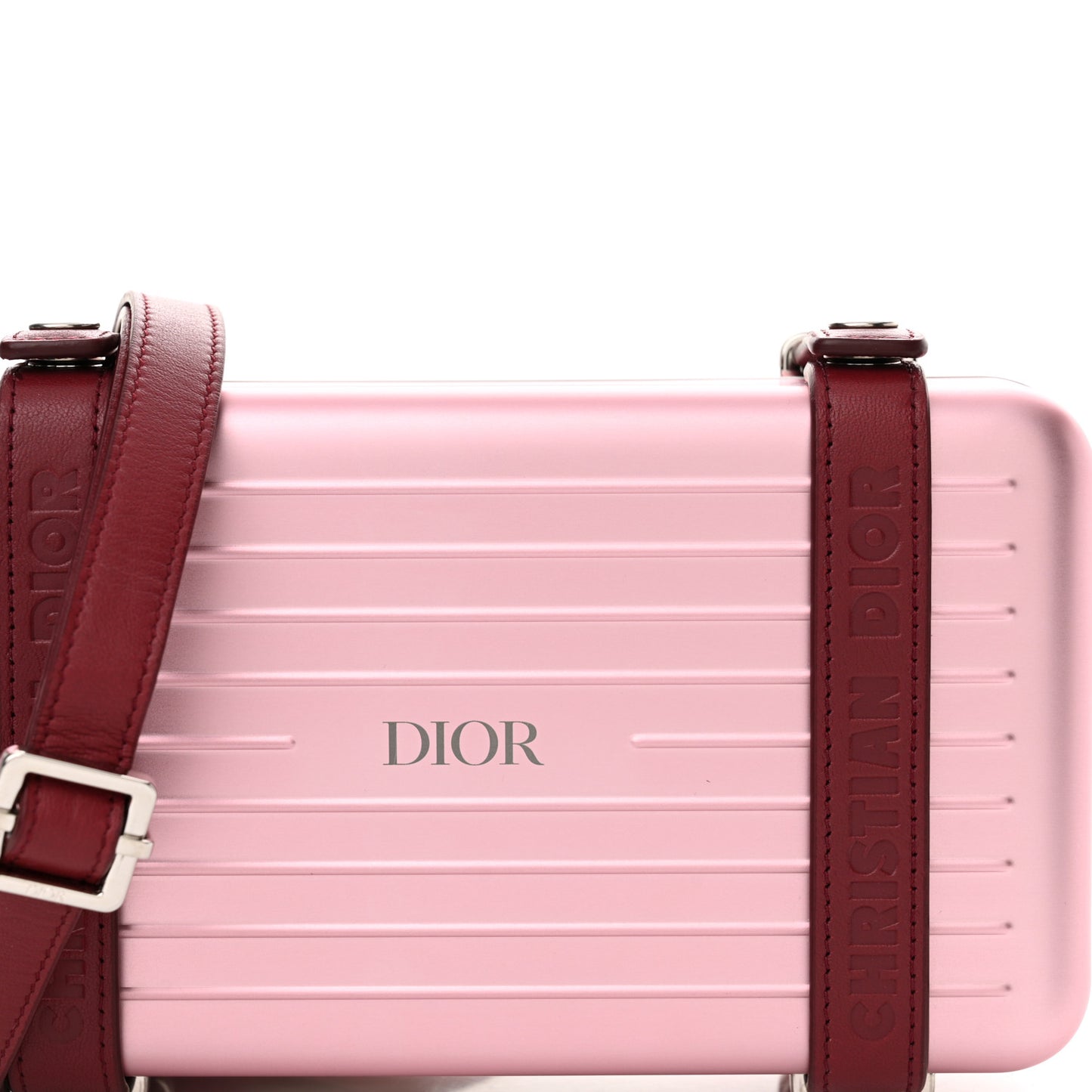 X RIMOWA Aluminum Personal Clutch On Strap Rose