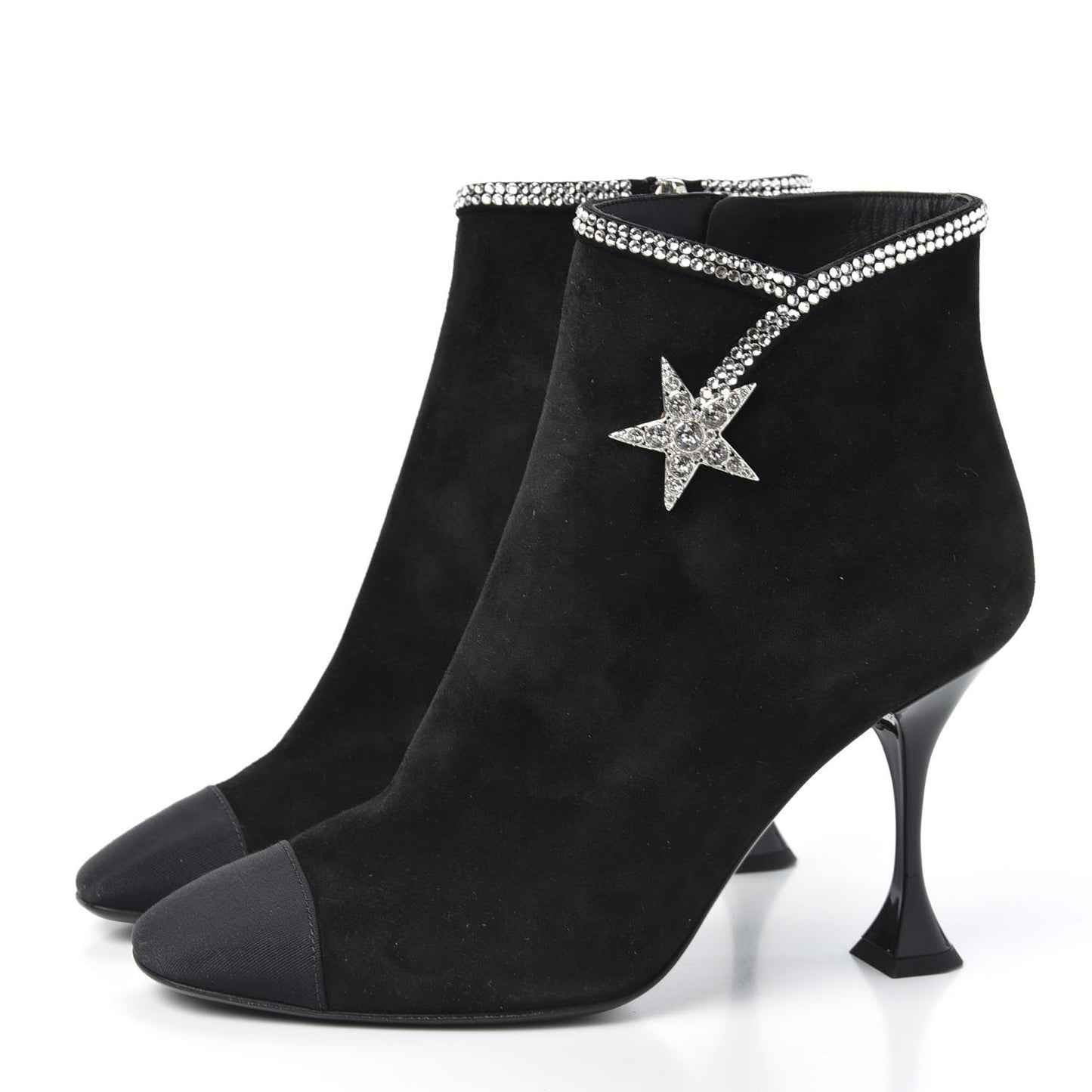 Suede Crystal Star Short Boots 37.5 Black