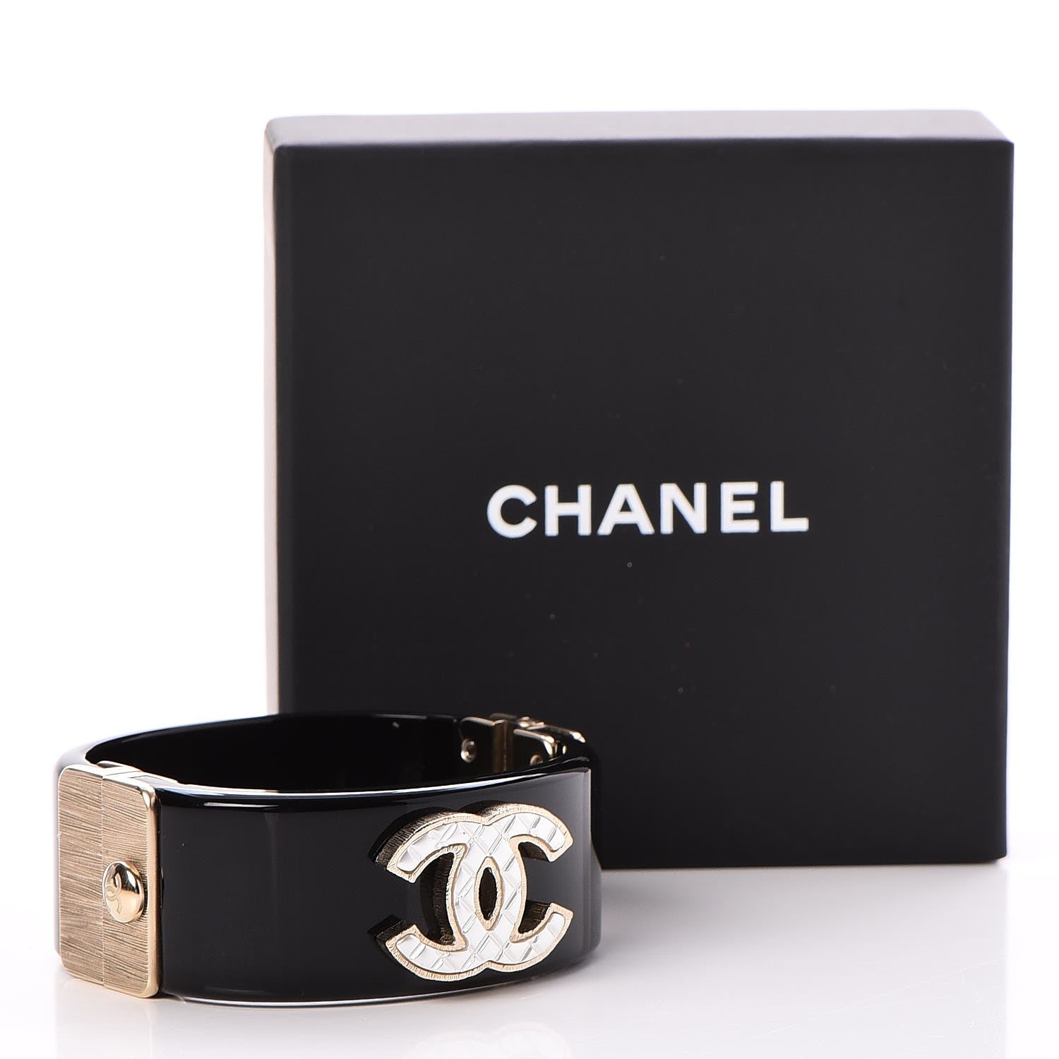 Chanel Resin Quilted CC Cuff Black 6 of 6