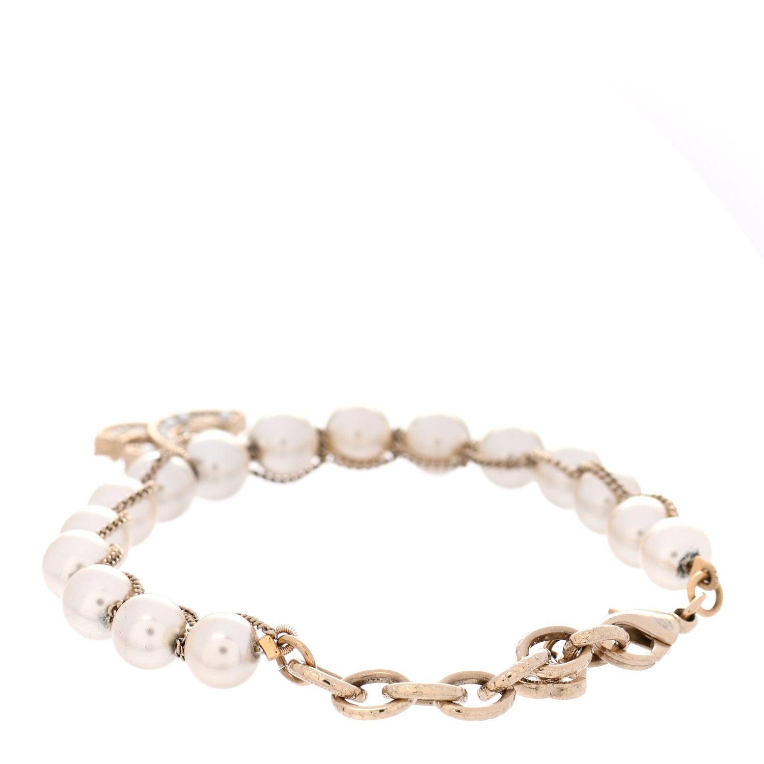 Chanel Pearl Crystal CC Bracelet Gold 3 of 5
