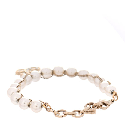 Chanel Pearl Crystal CC Bracelet Gold 3 of 5