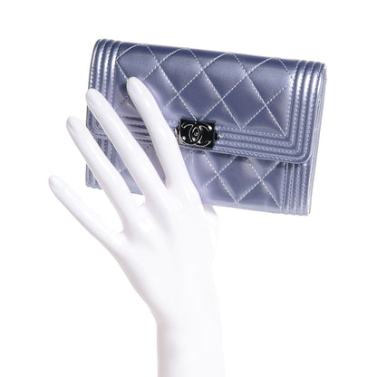 Chanel Patent Quilted Boy Card Holder Wallet Purple 2 of 8