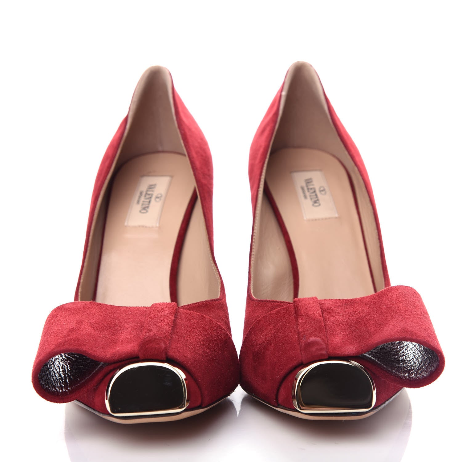 Valentino Garavani Suede Bow Metal Toe Pumps 40.5 Red 5 of 9
