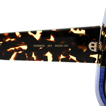 Gucci Square Frame GG0083S Sunglasses Glitter Blue Havana Brown 5 of 8