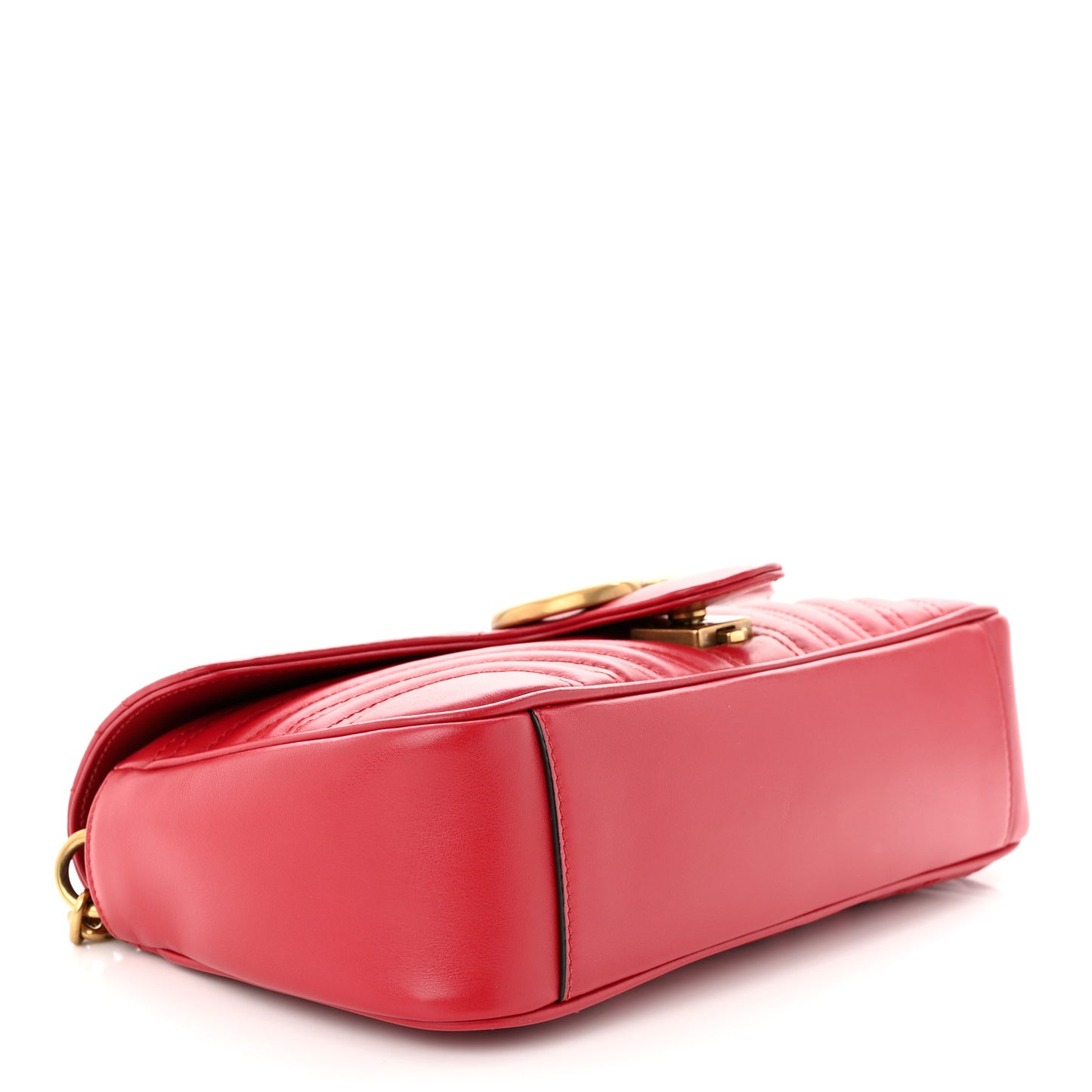 Calfskin Matelasse Small GG Marmont Shoulder Bag Hibiscus Red