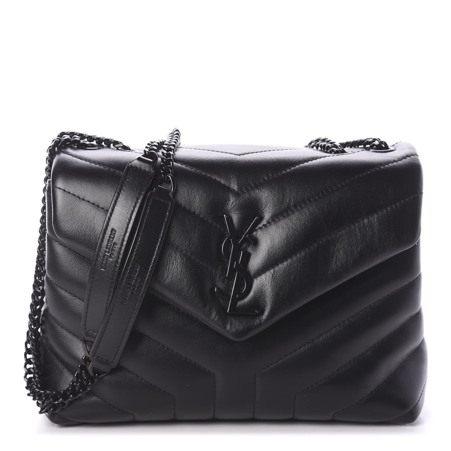 Saint Laurent Calfskin Y Quilted Monogram Small Loulou Chain Satchel Black 1 of 10
