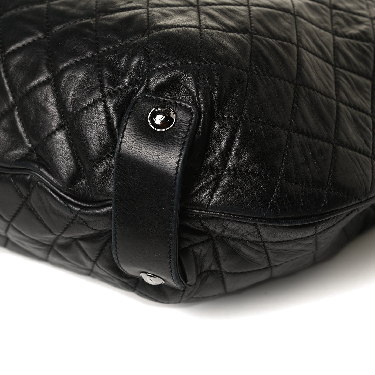 Lambskin Large Chain Mail Hobo Black