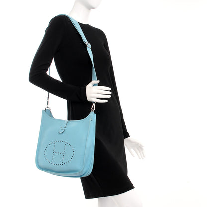 Hermes Taurillon Clemence Evelyne III PM Bleu Atoll 2 of 19