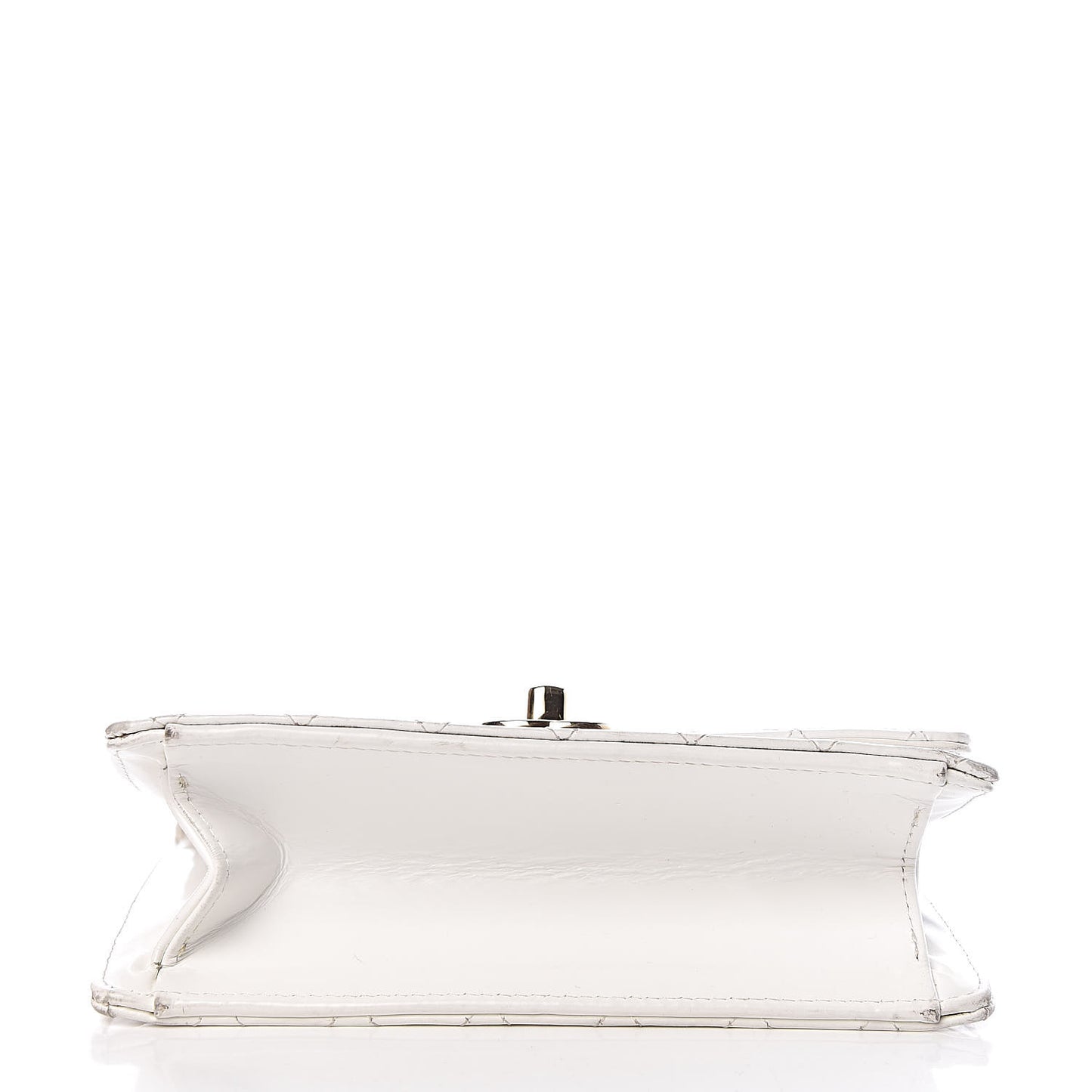 Glazed Calfskin Stitched Mini Square Flap White
