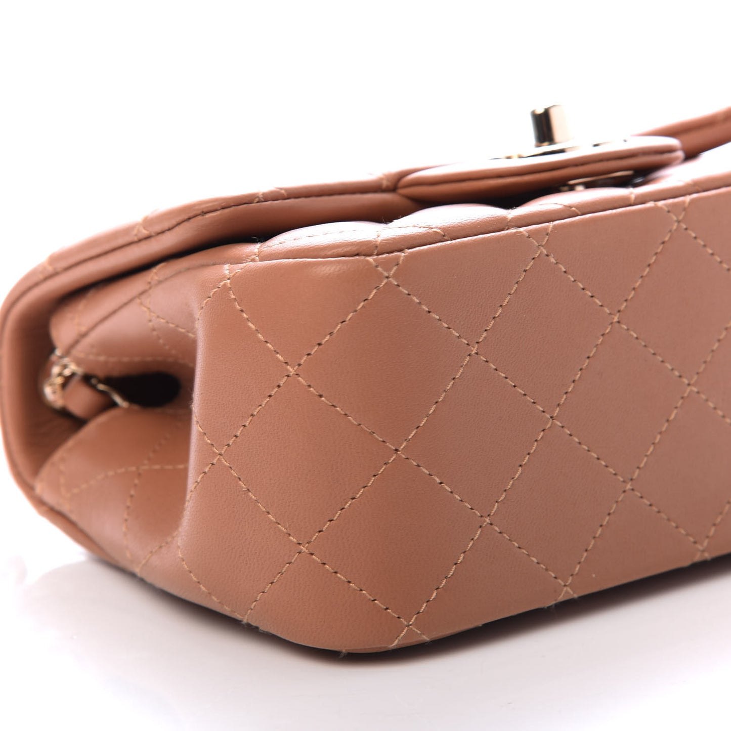 Lambskin Quilted Mini Square Flap Brown