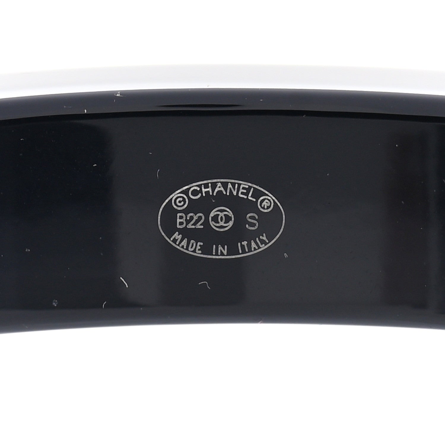 Chanel Resin Logo Bangle Bracelet White Black 4 of 5