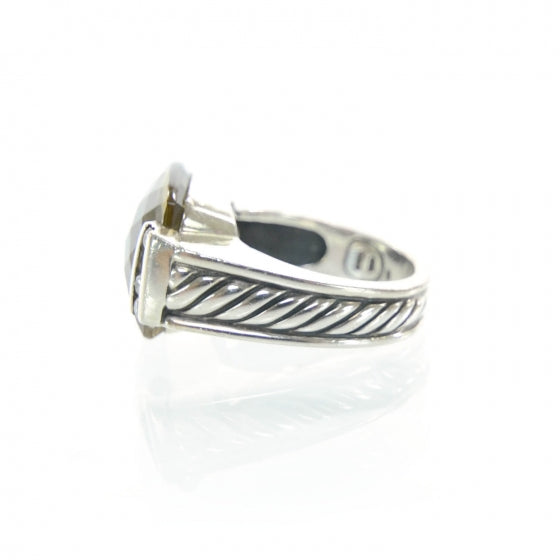 Sterling Silver Diamond Citrine Ring 6.5