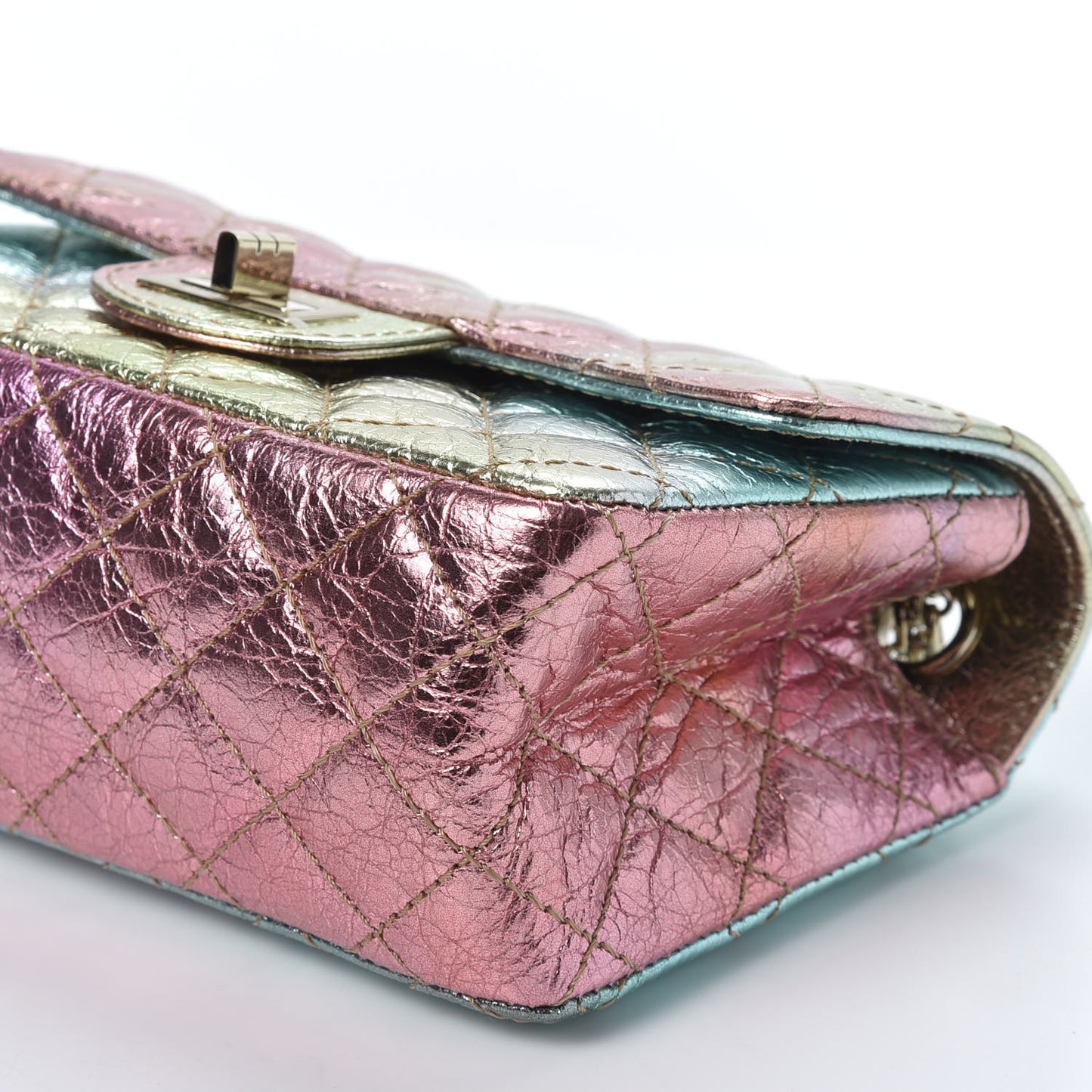 Metallic Goatskin Quilted Mini 2.55 Reissue Flap Multicolor