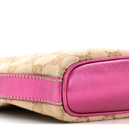 Gucci Metallic Calfskin Monogram Small New Britt Hobo Pink 9 of 15