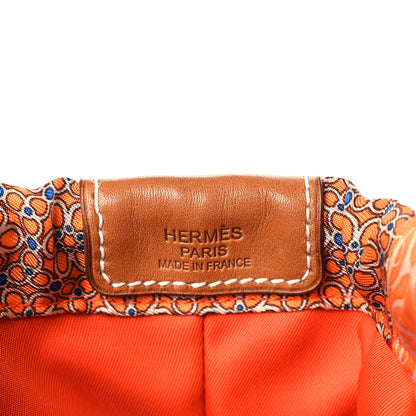 Hermes Silk Barenia Carre en Cravates Fourbi 25 MM Pouch Flamingo Pink Deer Brown 7 of 10