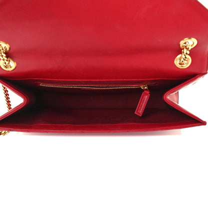 Saint Laurent Smooth Calfskin Matelasse Chevron Large Monogram Satchel Red 5 of 12