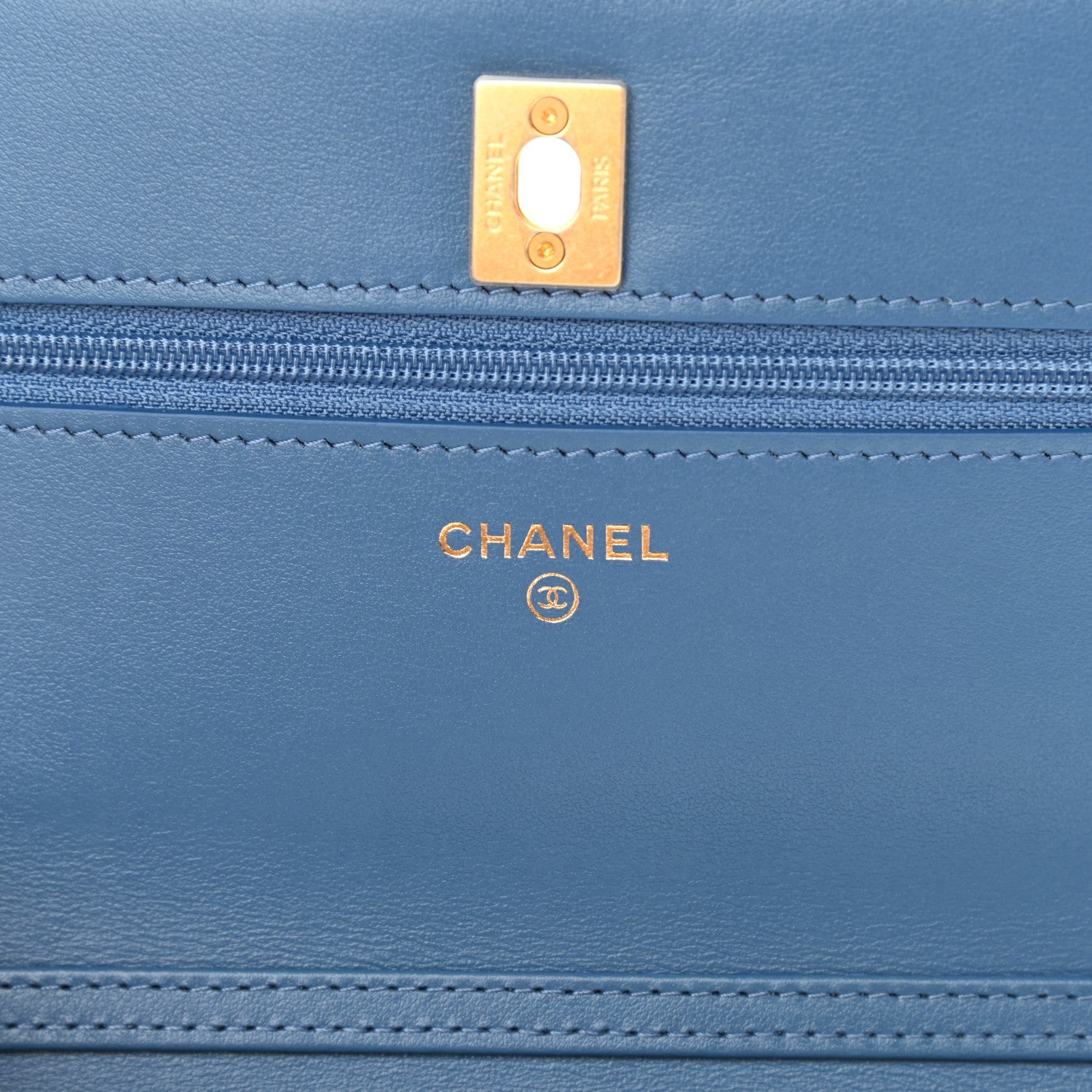 Chanel Denim Quilted CC Pearl Crush Wallet On Chain WOC Blue 8 of 11