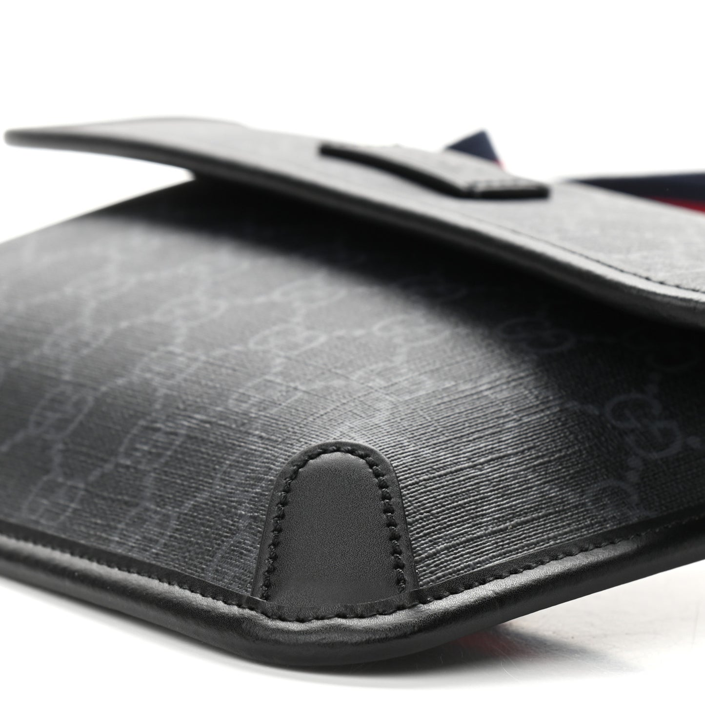 GG Supreme Monogram Web Slim Belt Bag Black Grey