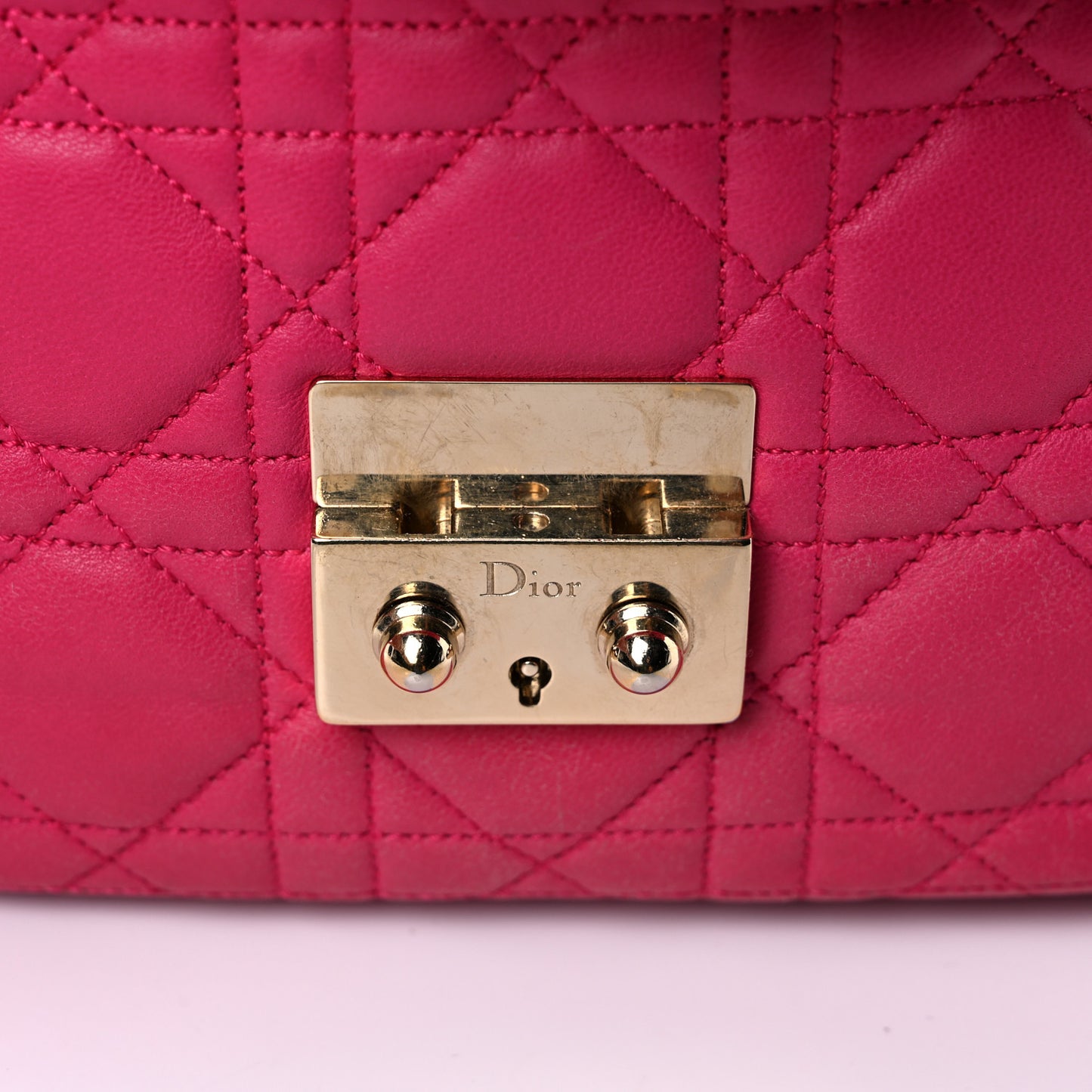 Lambskin Cannage Miss Dior Promenade Pouch Fuchsia