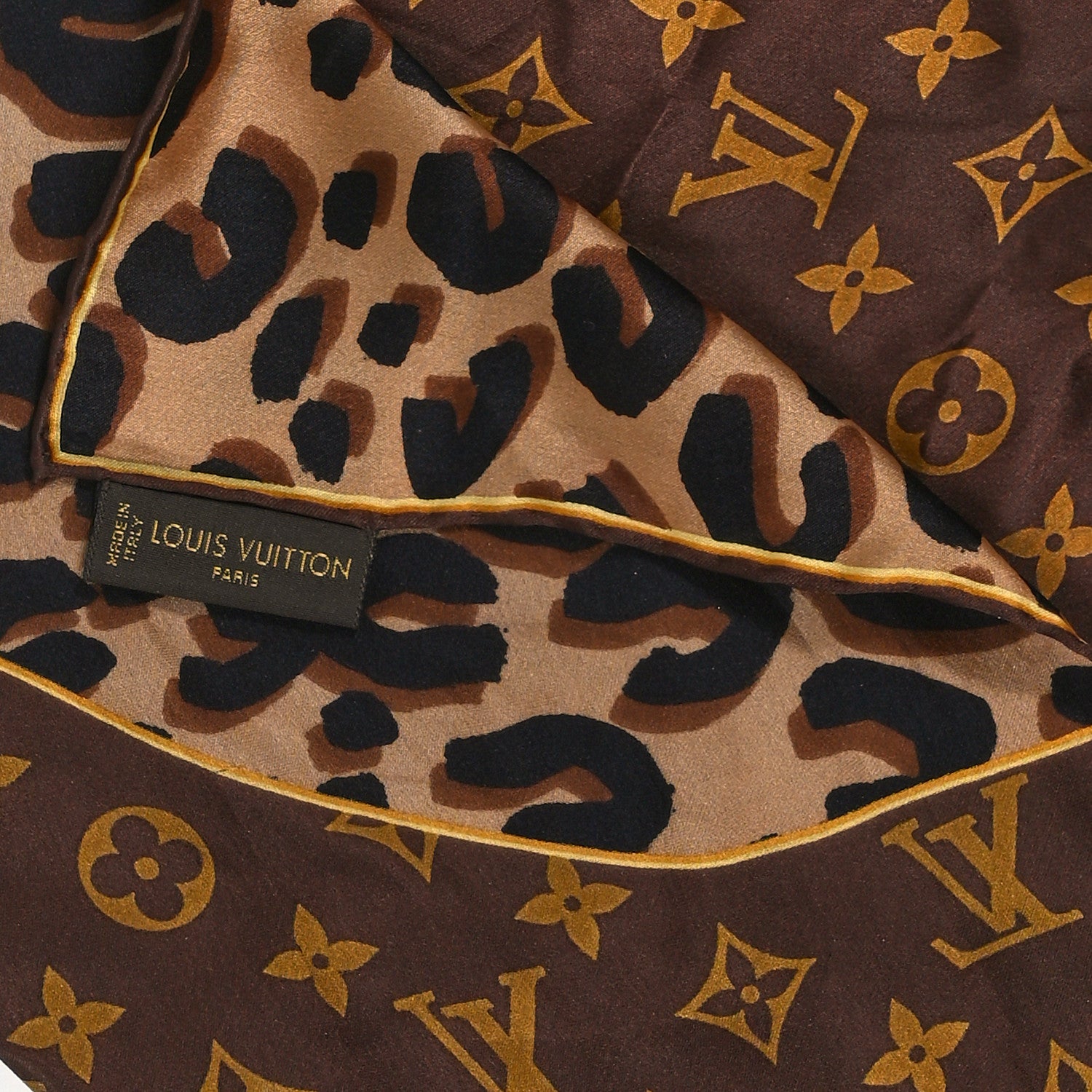 Louis Vuitton Silk Leopard Monogram Square Scarf 3 of 4