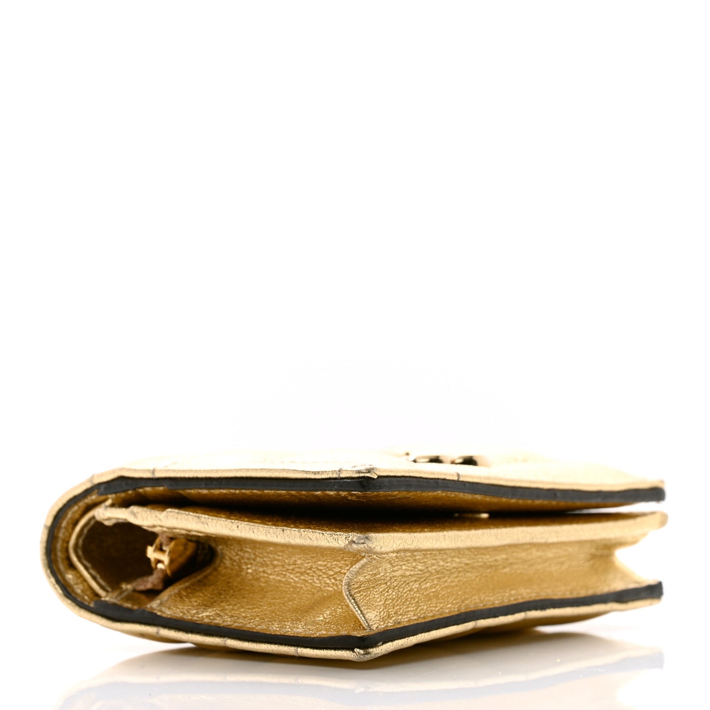 Nappa Quilted Hanne Compact Around Wallet Gold