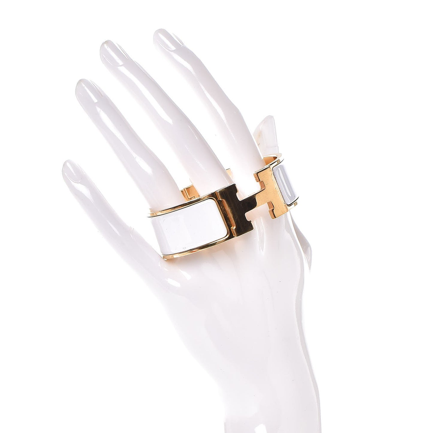 Enamel Wide Clic Clac H Bracelet PM White