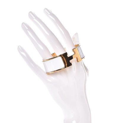 Hermes Enamel Wide Clic Clac H Bracelet PM White 2 of 6