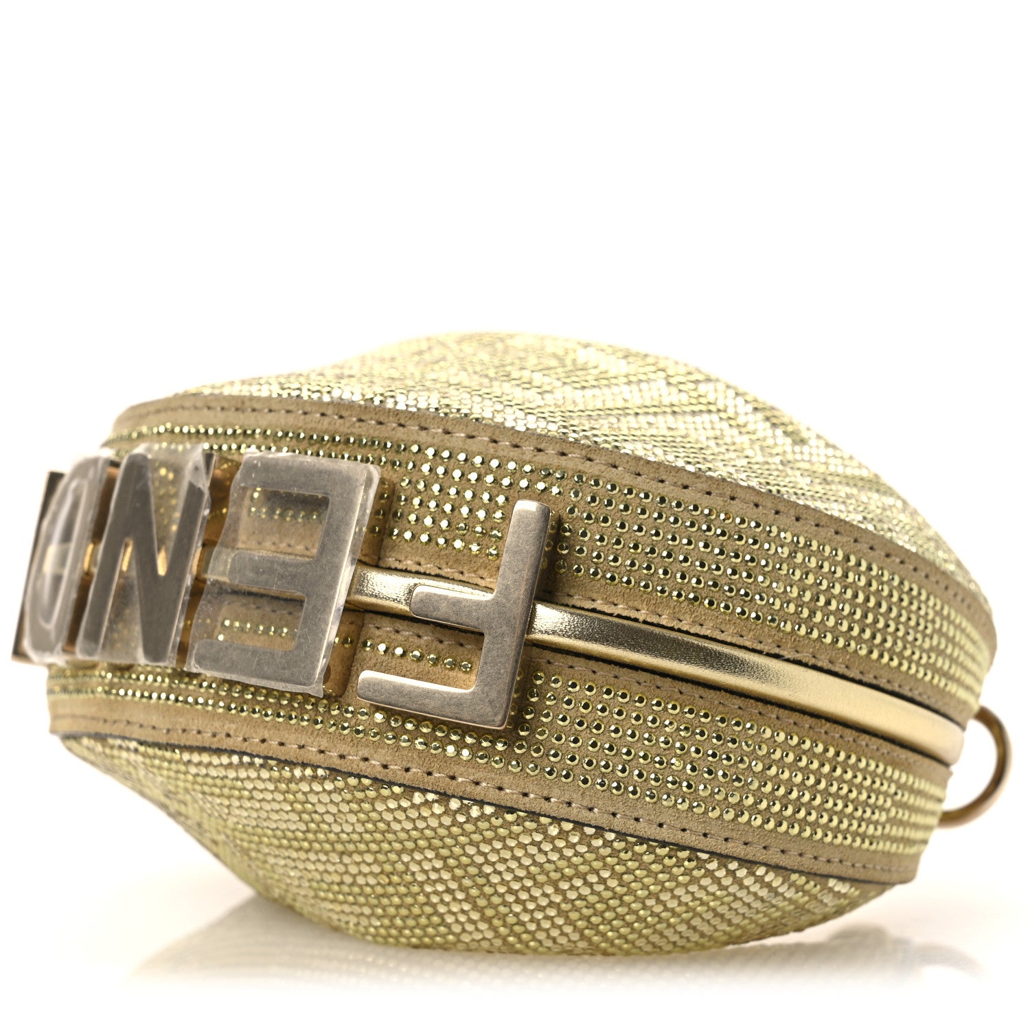 Fendi Crystal Vitello Laminato Suede FF Nano Fendigraphy Hobo