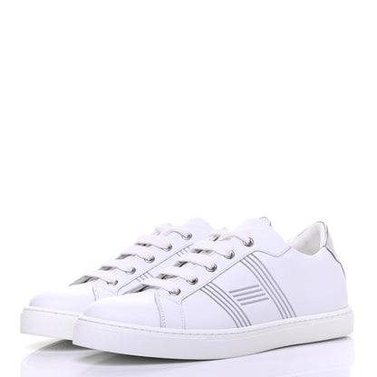 Hermes Calfskin Womens Advantage Sneakers 38 White Gris Argente 3 of 9