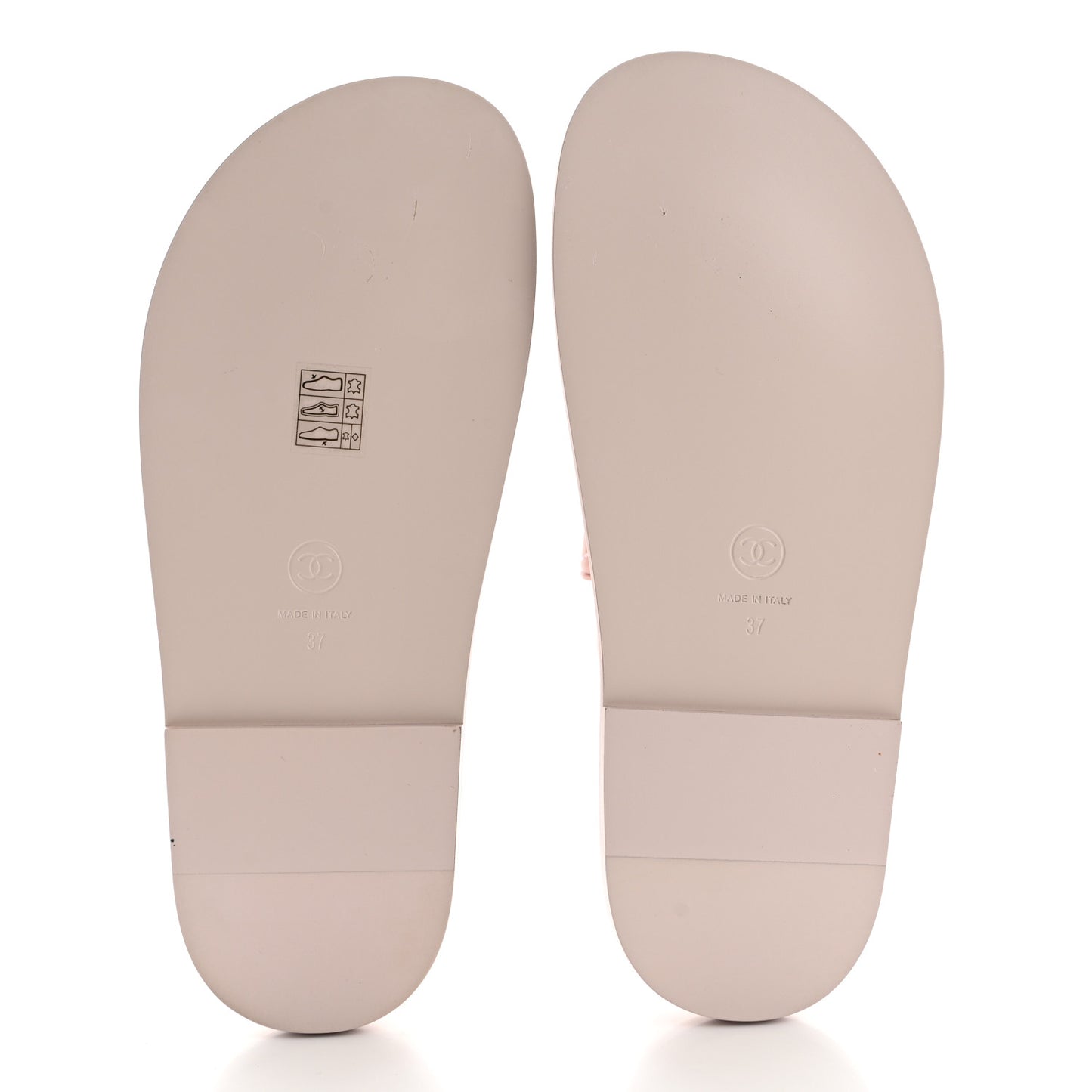 Shiny Calfskin Quilted Velcro Dad Crystal CC Slide Sandals 37 Light Pink