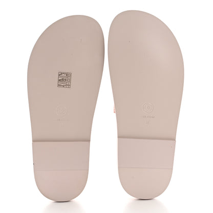 Chanel Shiny Calfskin Quilted Velcro Dad Crystal CC Slide Sandals 37 Light Pink 6 of 10