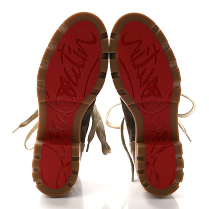 Christian Louboutin Suede Calfskin Macademia Biker Boots 37 Taupe 5 of 9