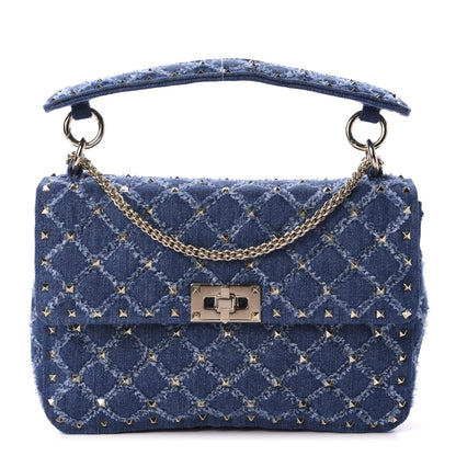Valentino Garavani Denim Medium Rockstud Spike Shoulder Bag Denim 1 of 9