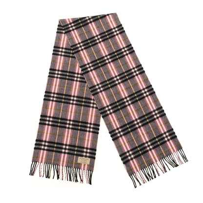 Burberry Cashmere Vintage Check Fringe Scarf Pink Grey 2 of 3