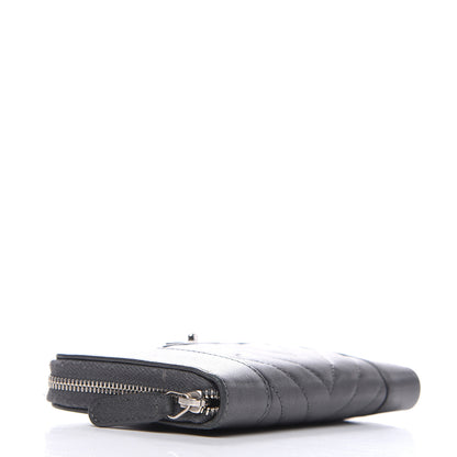Chanel Sheepskin Chevron Quilted Mademoiselle Vintage Zip Around Wallet Grey 4 of 15