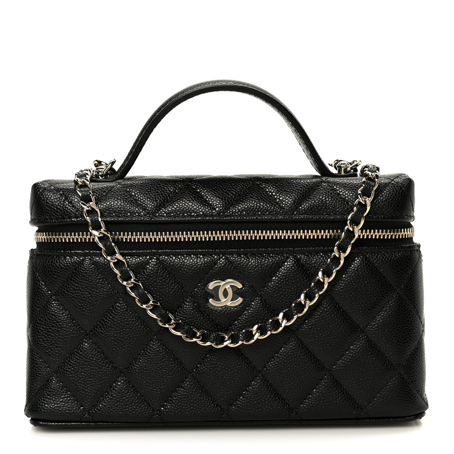 Chanel Caviar Quilted Top Handle Slim Vanity With Chain Black 1 of 11