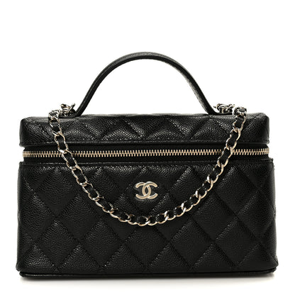 Chanel Caviar Quilted Top Handle Slim Vanity With Chain Black 1 of 11